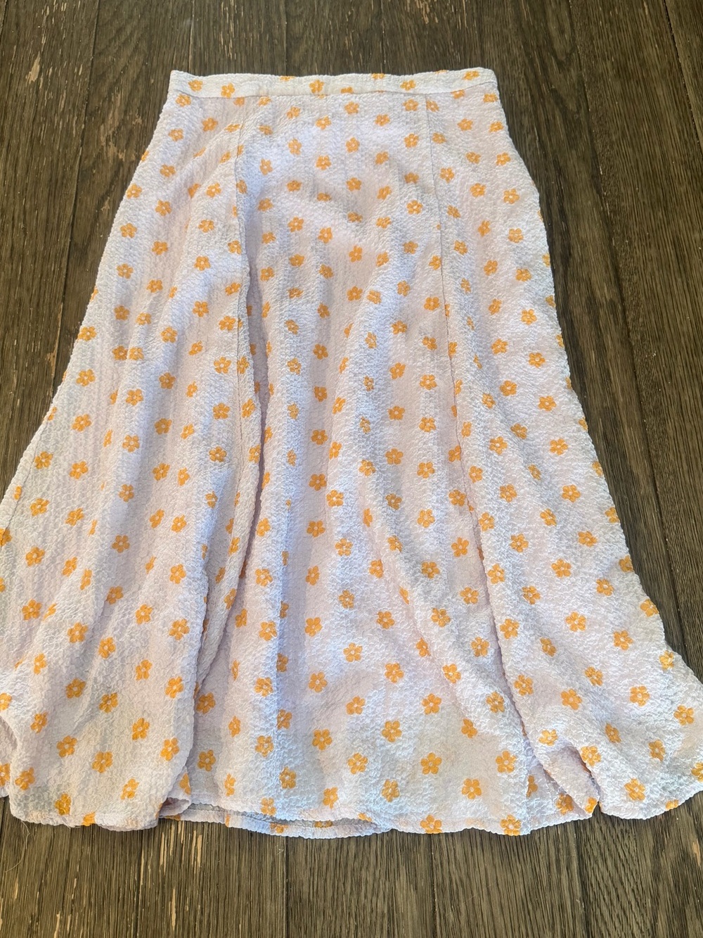 Roolee Lavender A-Line Midi Skirt with Orange Floral Print